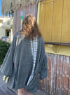 Boho Kimono Sleeve Jacket in Stone Gray